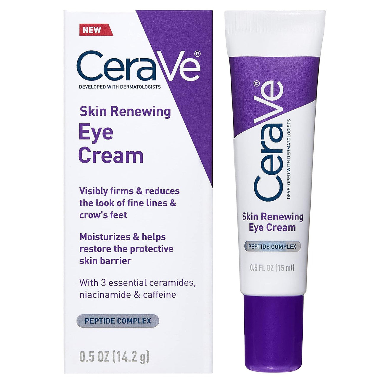 CeraVe Skin Renewing Peptide Eye Cream for Wrinkles and Dark Circles, 0.5 Oz